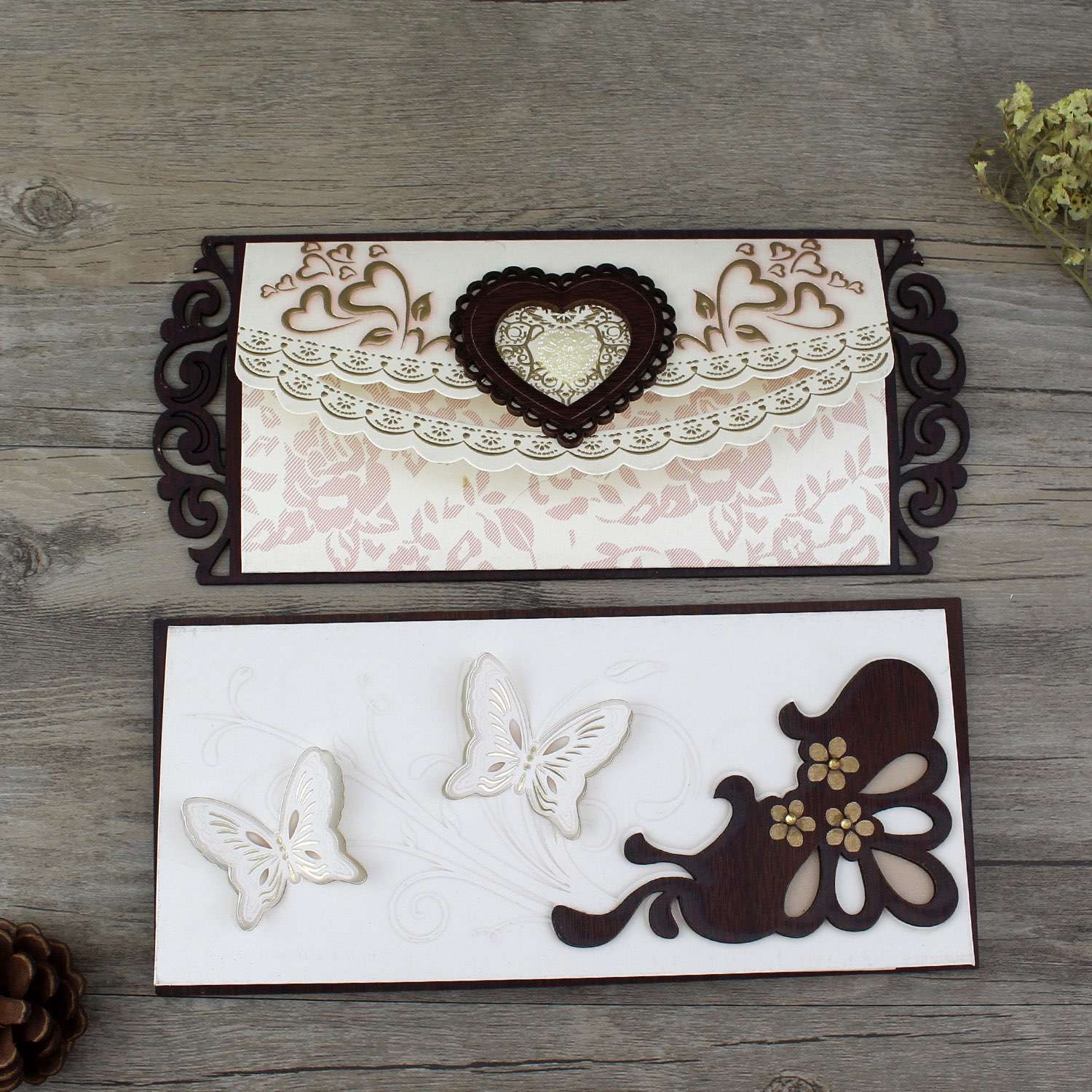 Wooden Invitation Card Rectangle Slap-up Invitation Customized